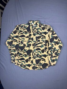 Vintage Duck Camo Button Down Shirt Mens Medium Cotton USA Made